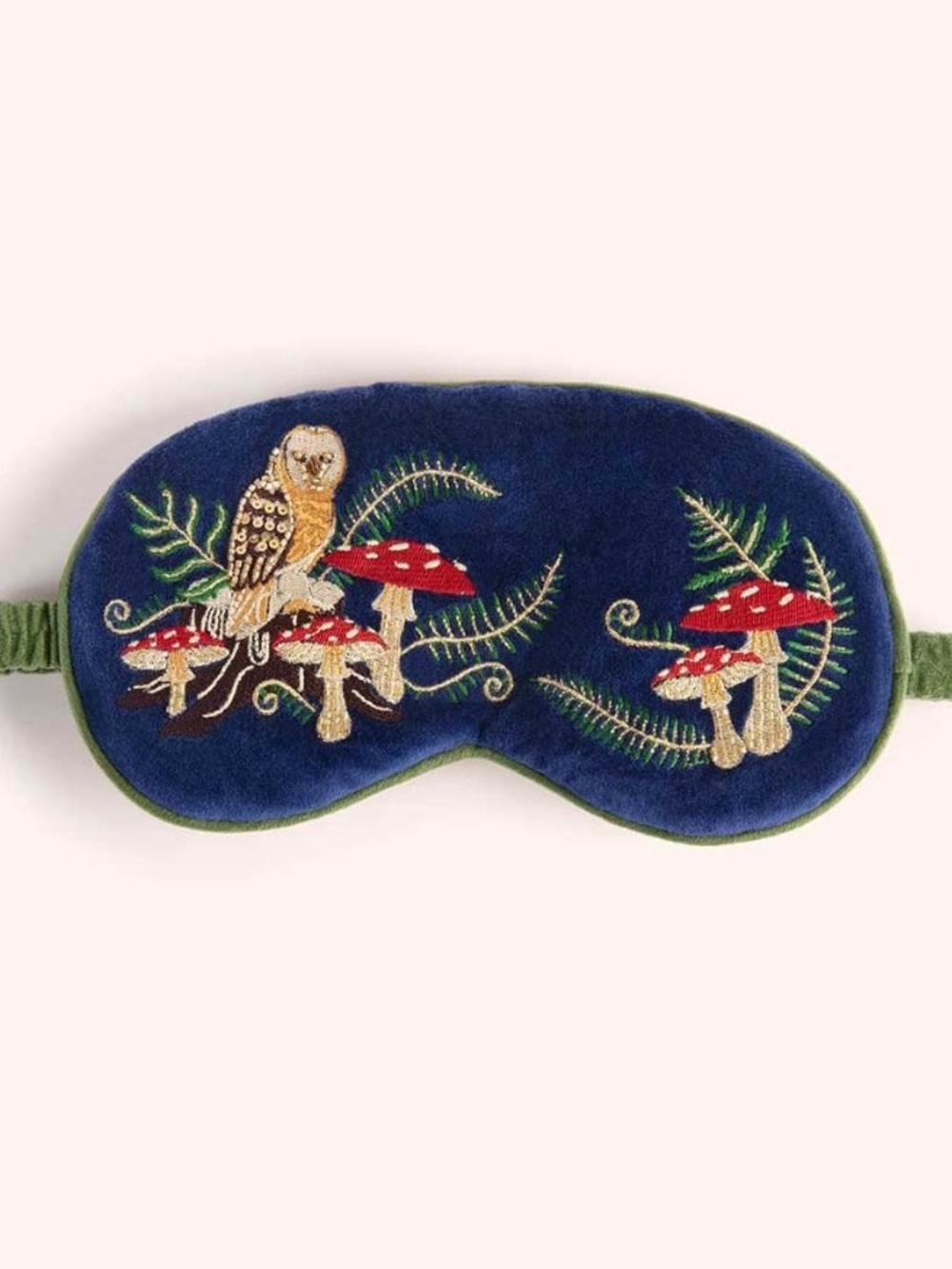 PowderUK velvet Woodland Owl sleep mask w/velvet bag & lavender seeds inside-NWT